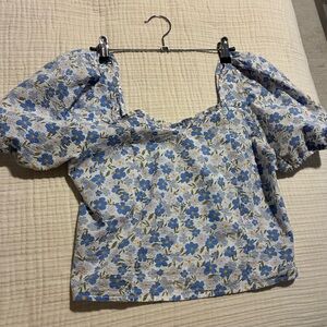 Blu Pepper Blue and White Floral Blouse